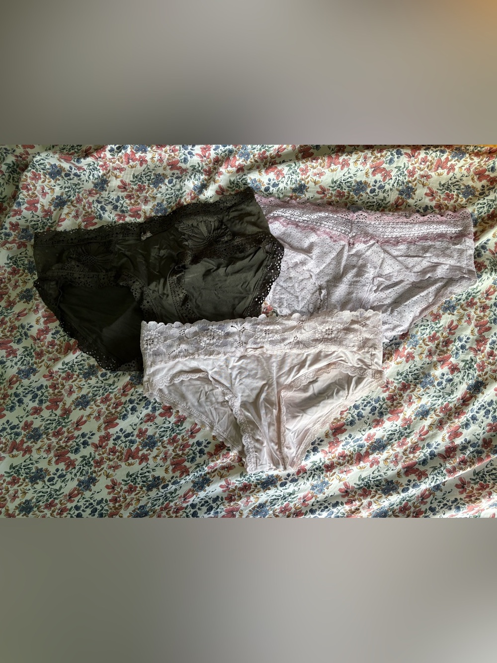 aerie Lace Bikini Panties in Olive, Light Pink & Lilac